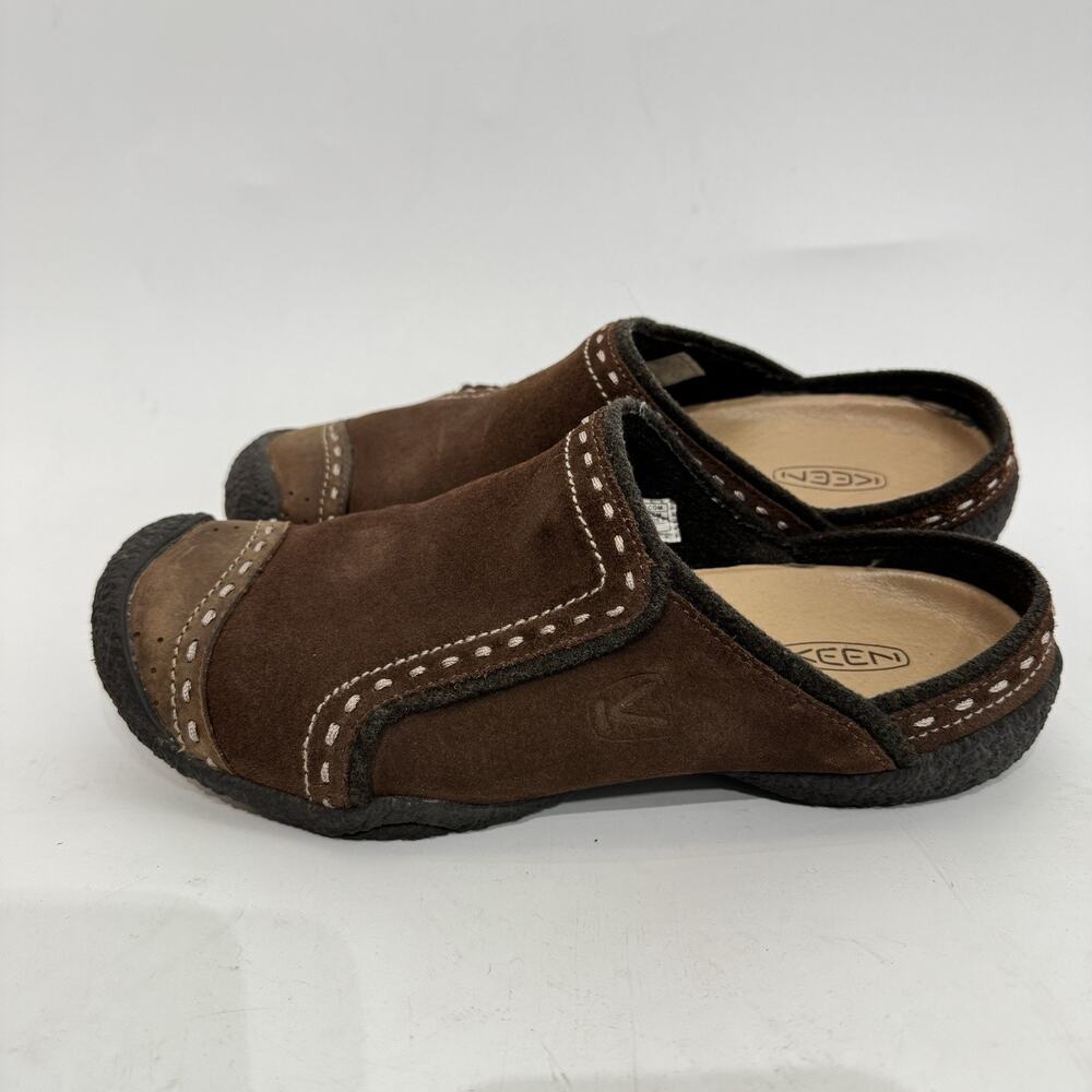 Keen Women's Suede Comfort Slip on Mules Sz 39 EU 8.5 US Brown Leather Shoes - Picture 3 of 6